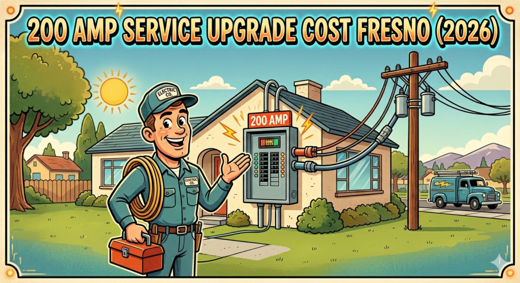 200 amp electrical service upgrade meter main panel Fresno California