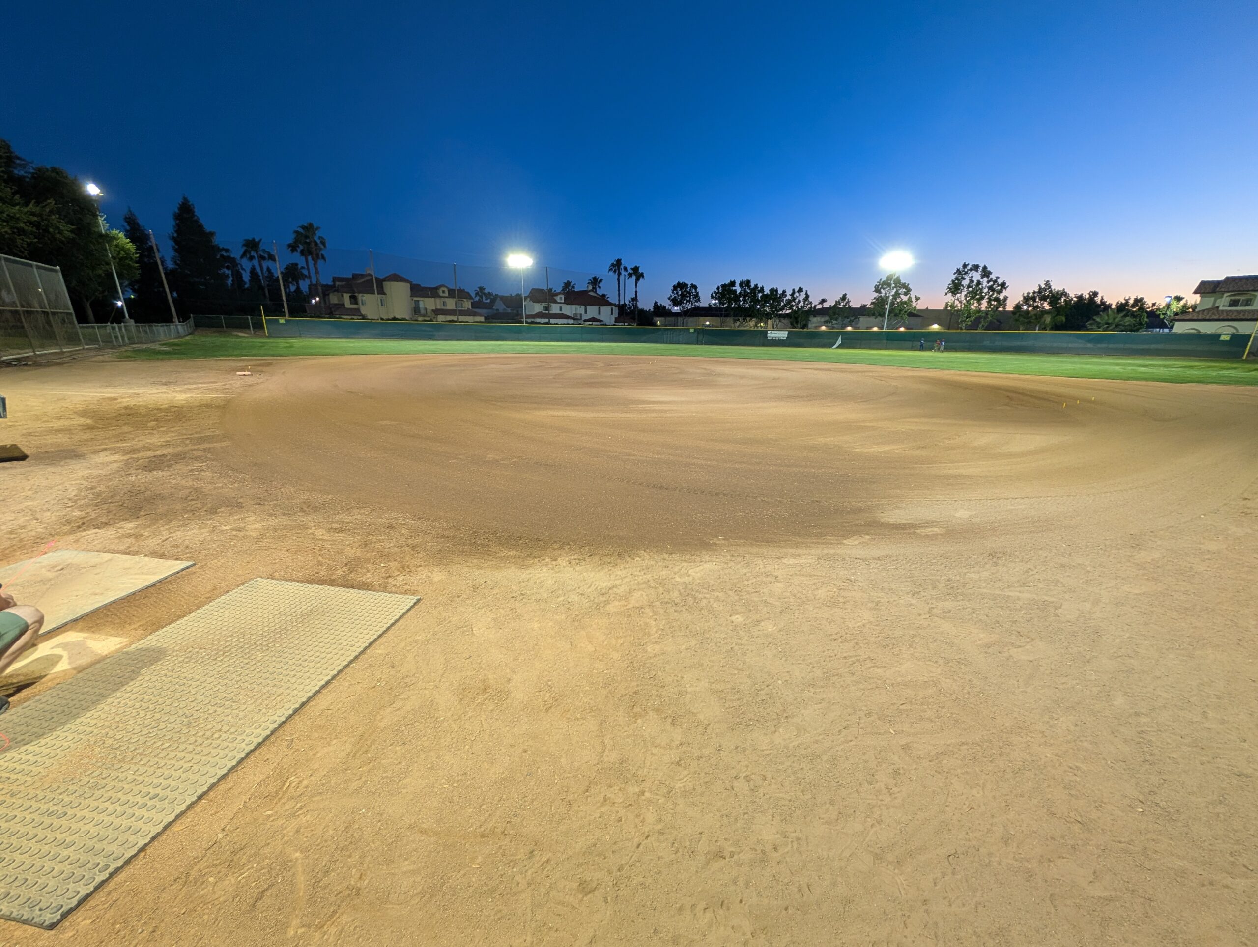 Infield of baseball diamond lit by LED retrofit — Bethany Church Fresno