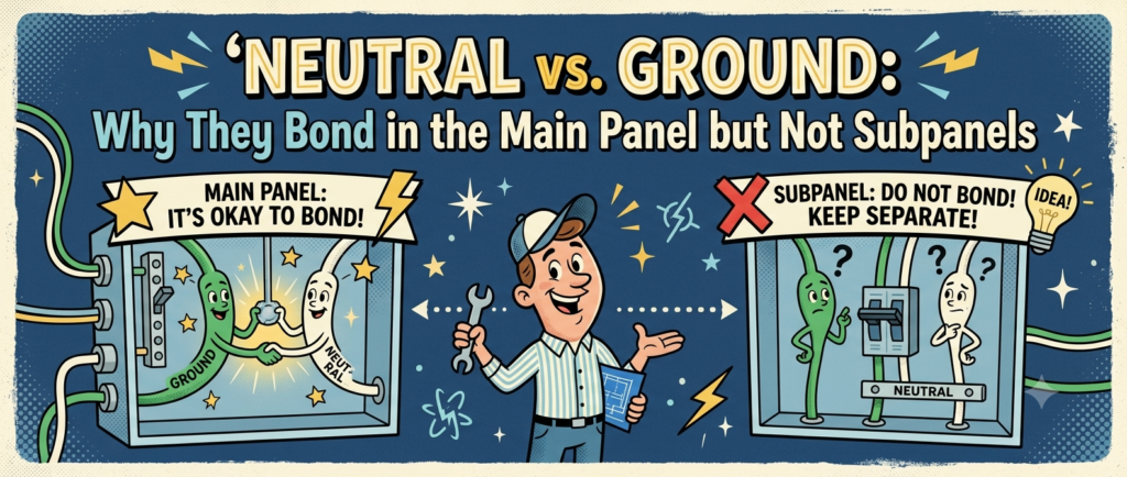 Neutral and ground conductors separated inside an electrical subpanel